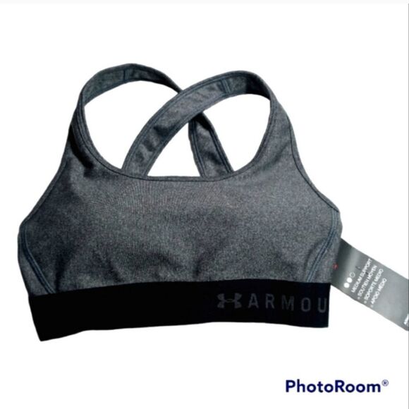 Under Armour Crossback Compression Gray Sports Bra -B - Picture 1 of 3